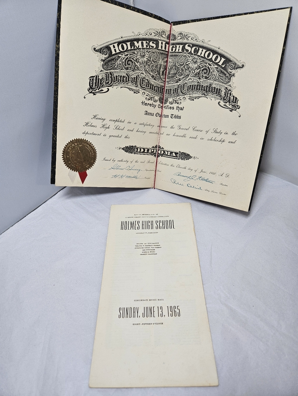 Vintage Holmes High School Covington Kentucky KY Diploma Graduation Certificate